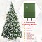 Costway 6ft\7.5ft\9ft Pre-lit Snowy Christmas Tree 818\1398\2058 Tips w/ Pine Cones & Red Berries